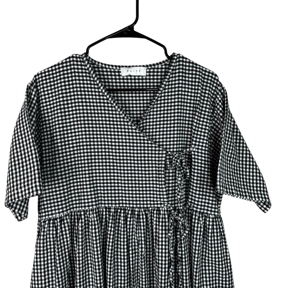 Olive Clothing Faye Ribbon Dress Cotton Gingham Ties UK - Picture 5 of 13